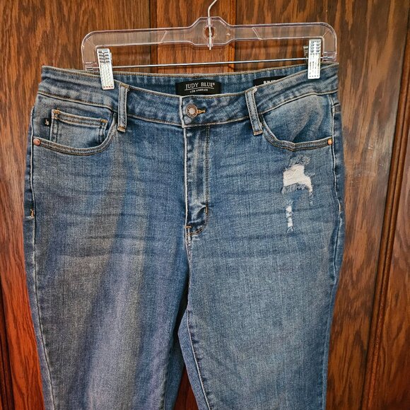 Judy Blue Distressed High Rise Slim Fit Ankle Jeans Sz 15/32 - Picture 3 of 9